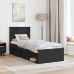 vidaXL Rám postele Čierna 75 x 190 cm Masívne borovicové drevo – Obrázok 3