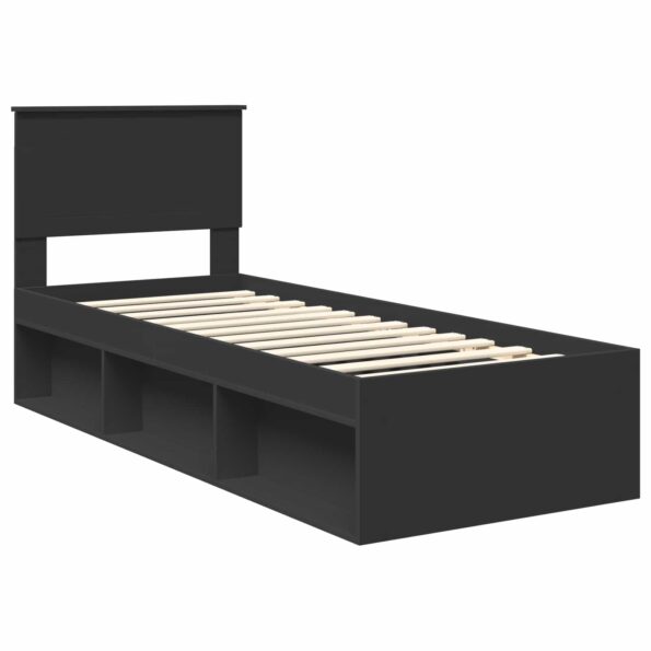 vidaXL Rám postele Čierna 75 x 190 cm Masívne borovicové drevo – Obrázok 4