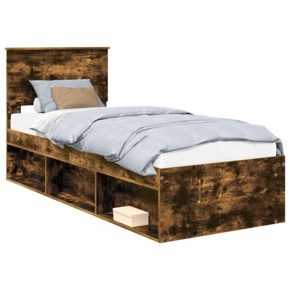 vidaXL Rám postele Dymová dub 75 x 190 cm Masívne borovicové drevo – Obrázok 2