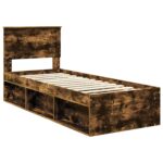 vidaXL Rám postele Dymová dub 75 x 190 cm Masívne borovicové drevo – Obrázok 4