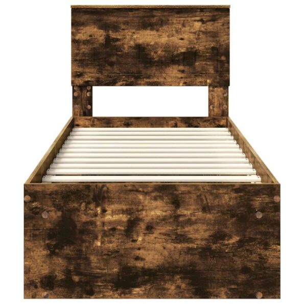 vidaXL Rám postele Dymová dub 75 x 190 cm Masívne borovicové drevo – Obrázok 7