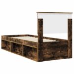 vidaXL Rám postele Dymová dub 75 x 190 cm Masívne borovicové drevo – Obrázok 9