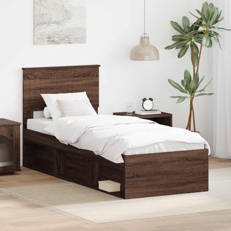 3410669_1.jpg vidaXL Rám postele Hnedý dub 75 x 190 cm Masívne borovicové drevo – Obrázok 1
