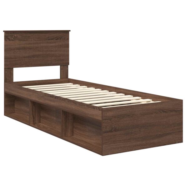 vidaXL Rám postele Hnedý dub 75 x 190 cm Masívne borovicové drevo – Obrázok 4