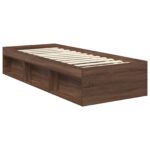 vidaXL Rám postele Hnedý dub 75 x 190 cm Masívne borovicové drevo – Obrázok 5