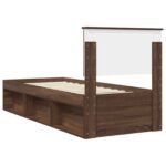 vidaXL Rám postele Hnedý dub 75 x 190 cm Masívne borovicové drevo – Obrázok 9