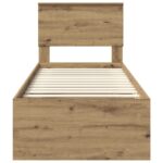 vidaXL Rám postele s čelnou doskou Remeselnícky dub 75 x 190 cm – Obrázok 7