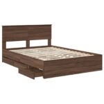 vidaXL Rám postele Hnedý dub 140 x 200 cm Inžinierske drevo – Obrázok 5