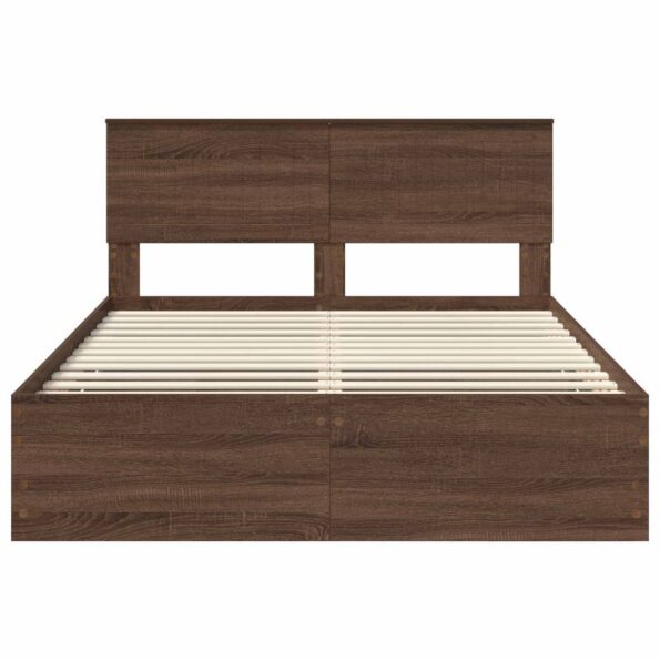 vidaXL Rám postele Hnedý dub 140 x 200 cm Inžinierske drevo – Obrázok 8