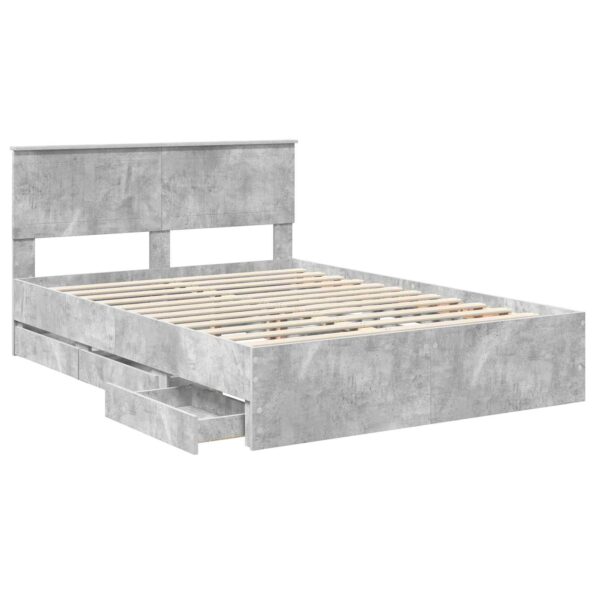 vidaXL Rám postele Betónová šedá 135 x 190 cm Inžinierske drevo – Obrázok 5