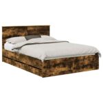 vidaXL Rám postele Dymová dub 135 x 190 cm Inžinierske drevo – Obrázok 2