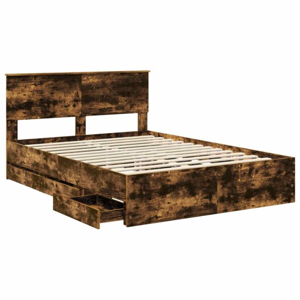 vidaXL Rám postele Dymová dub 135 x 190 cm Inžinierske drevo – Obrázok 5