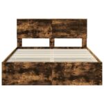 vidaXL Rám postele Dymová dub 135 x 190 cm Inžinierske drevo – Obrázok 8