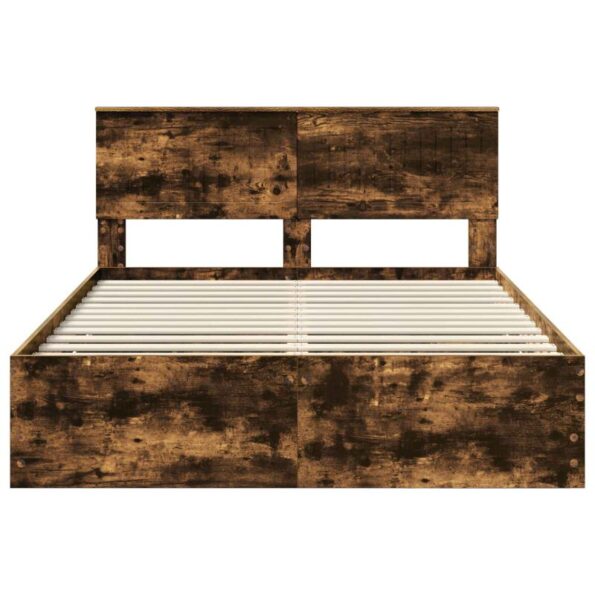 vidaXL Rám postele Dymová dub 135 x 190 cm Inžinierske drevo – Obrázok 8