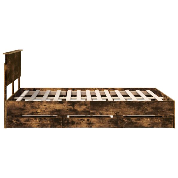 vidaXL Rám postele Dymová dub 135 x 190 cm Inžinierske drevo – Obrázok 9