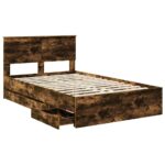 vidaXL Rám postele Dymová dub 120 x 200 cm Inžinierske drevo – Obrázok 5