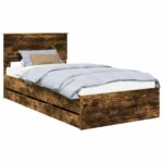 vidaXL Rám postele Dymová dub 100 x 200 cm Inžinierske drevo – Obrázok 2