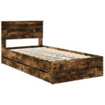 vidaXL Rám postele Dymová dub 100 x 200 cm Inžinierske drevo – Obrázok 4
