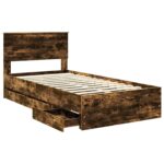 vidaXL Rám postele Dymová dub 100 x 200 cm Inžinierske drevo – Obrázok 5