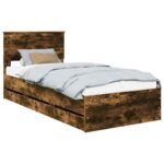 vidaXL Rám postele Dymová dub 90 x 190 cm Inžinierske drevo – Obrázok 2