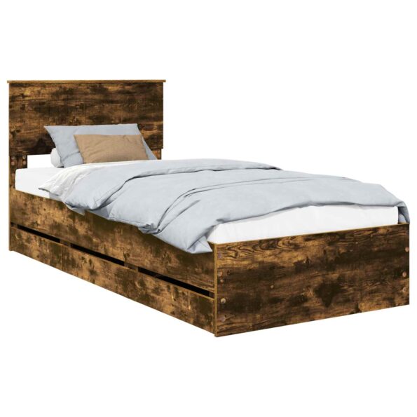 vidaXL Rám postele Dymová dub 90 x 190 cm Inžinierske drevo – Obrázok 2