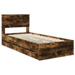 vidaXL Rám postele Dymová dub 90 x 190 cm Inžinierske drevo – Obrázok 4