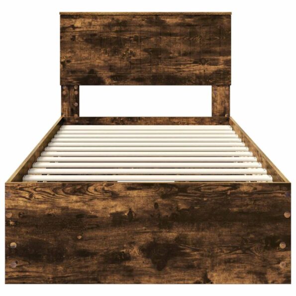 vidaXL Rám postele Dymová dub 90 x 190 cm Inžinierske drevo – Obrázok 8