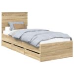vidaXL Rám postele Sonoma dub 75 x 190 cm Inžinierske drevo – Obrázok 2