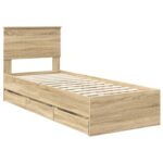 vidaXL Rám postele Sonoma dub 75 x 190 cm Inžinierske drevo – Obrázok 4