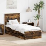 vidaXL Rám postele Dymová dub 75 x 190 cm Inžinierske drevo