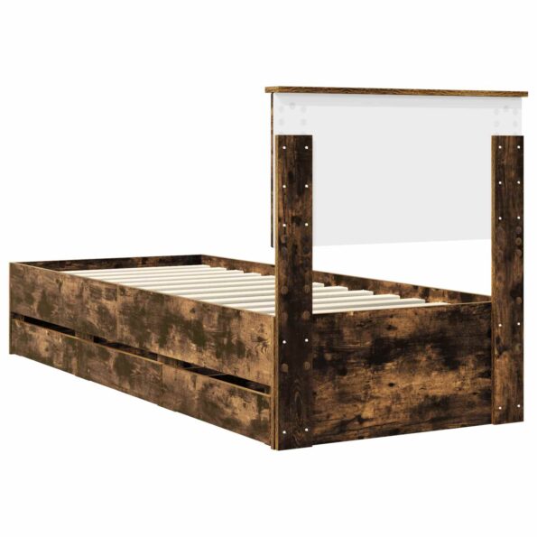 vidaXL Rám postele Dymová dub 75 x 190 cm Inžinierske drevo – Obrázok 10