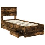 vidaXL Rám postele Dymová dub 75 x 190 cm Inžinierske drevo – Obrázok 5