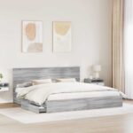 vidaXL Úložná posteľ Sivý Sonoma 200 x 200 cm Kompozitné drevo – Obrázok 3