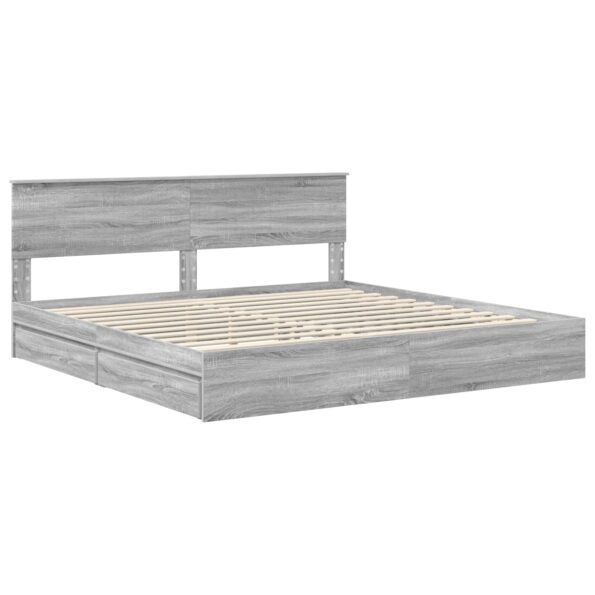 vidaXL Úložná posteľ Sivý Sonoma 200 x 200 cm Kompozitné drevo – Obrázok 4