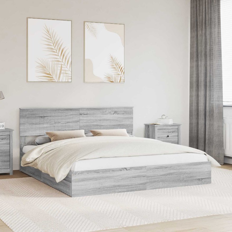 3410775_1.jpg vidaXL Úložná posteľ Sivý Sonoma 180 x 200 cm Kompozitné drevo – Obrázok 1