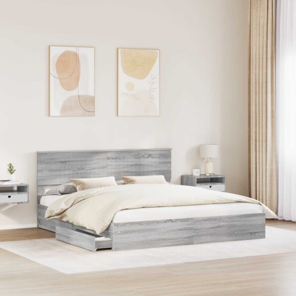 vidaXL Úložná posteľ Sivý Sonoma 180 x 200 cm Kompozitné drevo – Obrázok 3