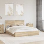 vidaXL Úložná posteľ Sonoma dub 160 x 200 cm Kompozitné drevo