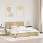 vidaXL Úložná posteľ Sonoma dub 160 x 200 cm Kompozitné drevo – Obrázok 3