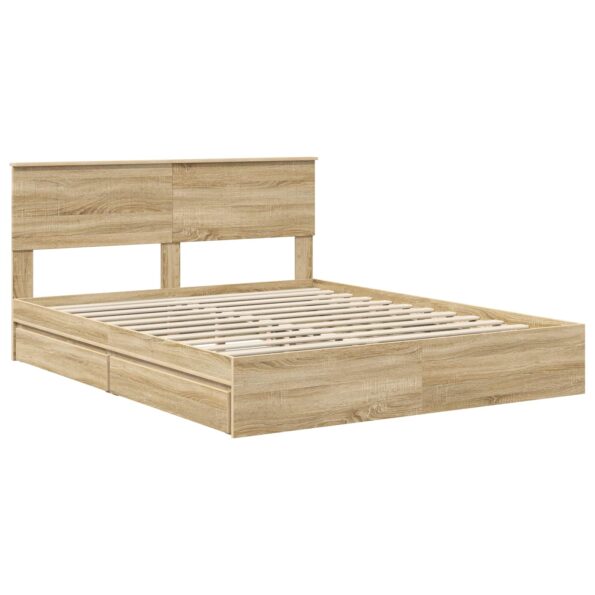 vidaXL Úložná posteľ Sonoma dub 160 x 200 cm Kompozitné drevo – Obrázok 4