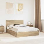vidaXL Úložná posteľ Sonoma dub 140 x 200 cm Kompozitné drevo