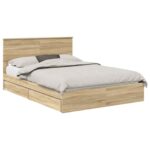 vidaXL Úložná posteľ Sonoma dub 135 x 190 cm Kompozitné drevo – Obrázok 2