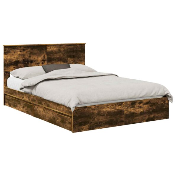 vidaXL Úložná posteľ Dymová dub 135 x 190 cm Kompozitné drevo – Obrázok 2