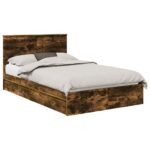 vidaXL Úložná posteľ Dymová dub 120 x 190 cm Kompozitné drevo – Obrázok 2