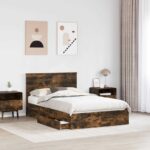 vidaXL Úložná posteľ Dymová dub 120 x 190 cm Kompozitné drevo – Obrázok 3