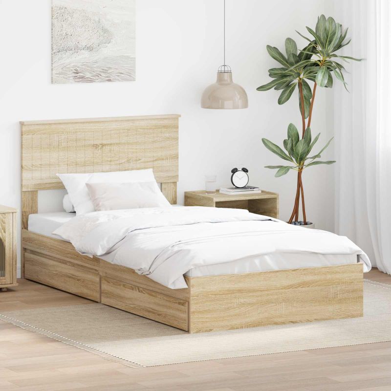 3410828_1.jpg vidaXL Úložná posteľ Sonoma dub 100 x 200 cm Kompozitné drevo – Obrázok 1