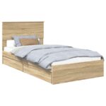 vidaXL Úložná posteľ Sonoma dub 100 x 200 cm Kompozitné drevo – Obrázok 2