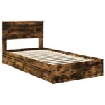 vidaXL Úložná posteľ Dymová dub 100 x 200 cm Kompozitné drevo – Obrázok 4