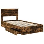 vidaXL Úložná posteľ Dymová dub 100 x 200 cm Kompozitné drevo – Obrázok 5