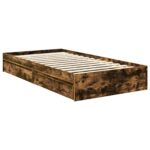 vidaXL Úložná posteľ Dymová dub 100 x 200 cm Kompozitné drevo – Obrázok 6