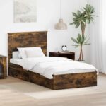 vidaXL Úložná posteľ Dymová dub 90 x 200 cm Kompozitné drevo